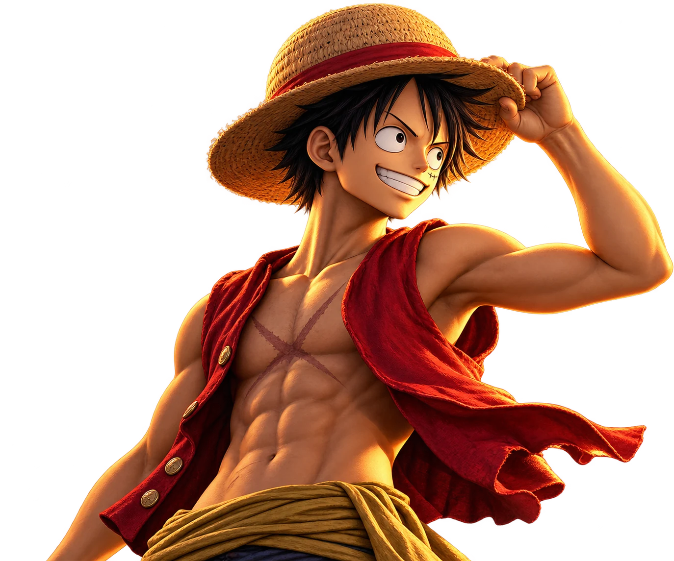 Floating straw-hat anime character