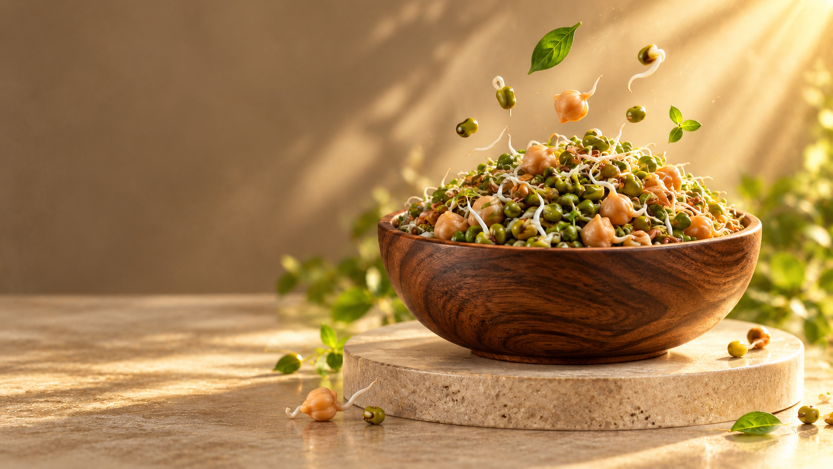 Illustrative cinematic bowl of mixed sprouts