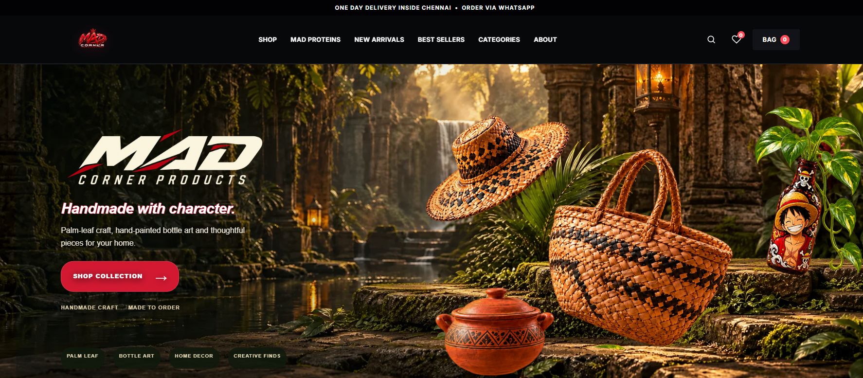 MAD Corner Products desktop homepage